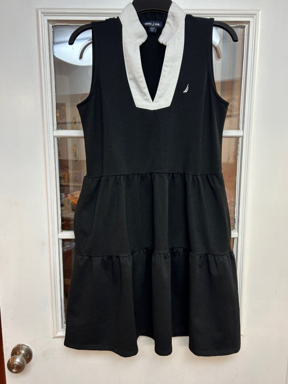 Nautica Jean Black and White Sleeveless Dress, Size Small